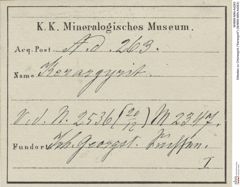 Etiketten zu Chlorargyrit ("Kerargyrit") (NHMW-MIN-Ad263)